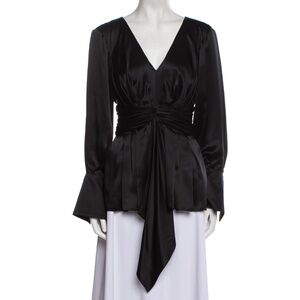Prabal Gurung Black Jimile Twist Front Silk Blouse
